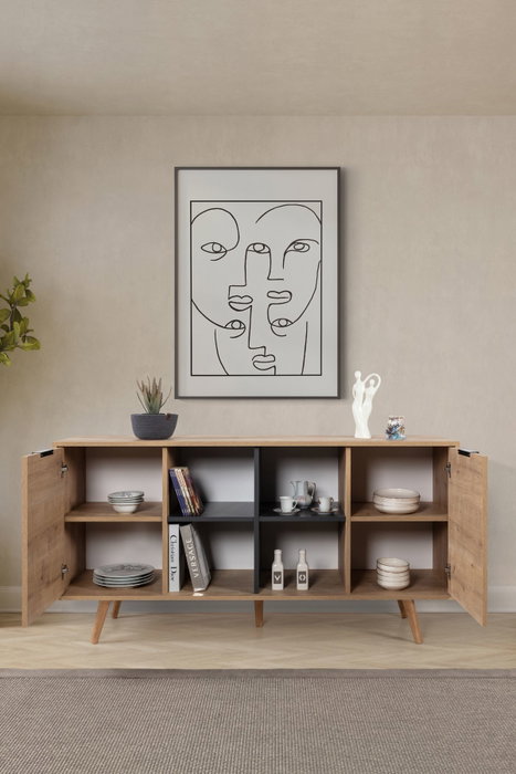 Hanah Home Sina 4619 Consola Roble Zafiro y Antracita